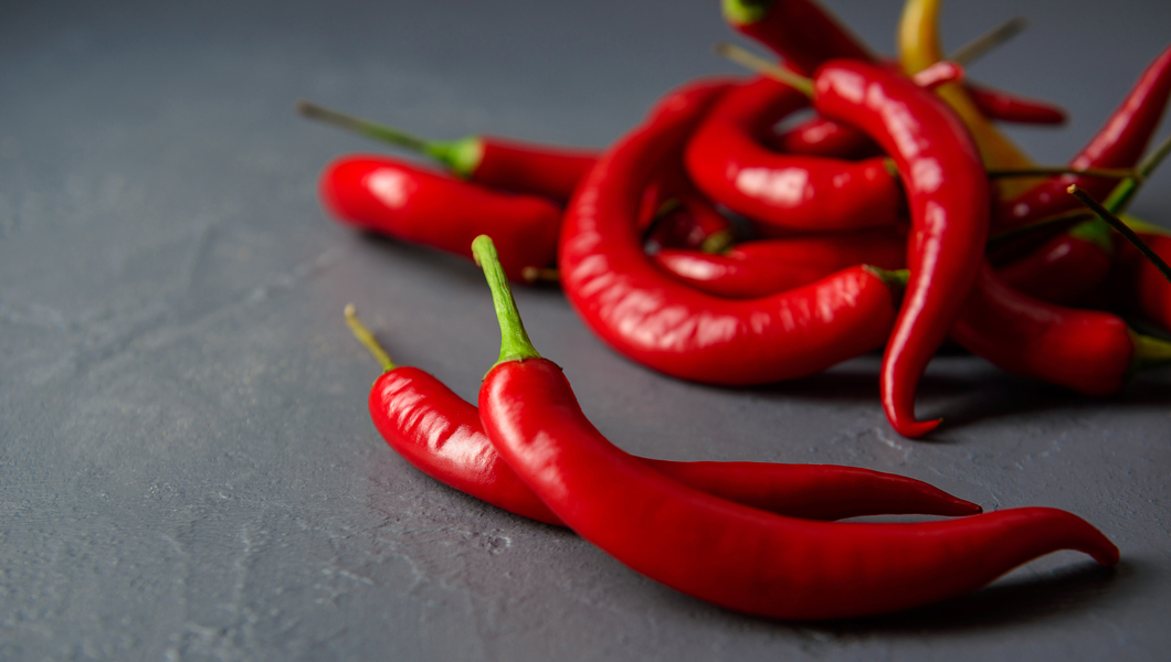 Close-up image of red chilli peppers